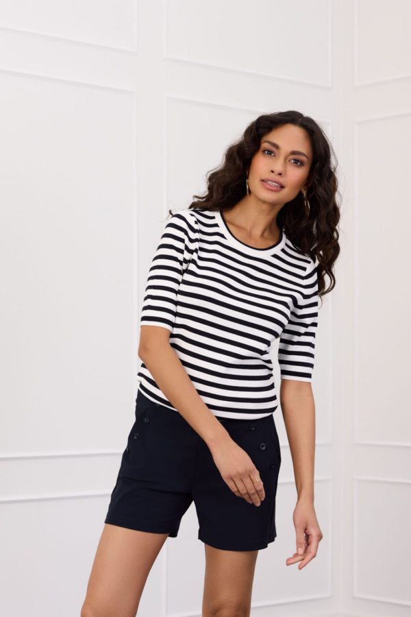 Luna stripe short slv pullover - Afbeelding 5