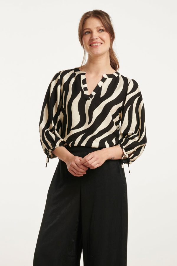 Top ZWARTE EN ZAND ZEBRA PRINT TOP - Afbeelding 3