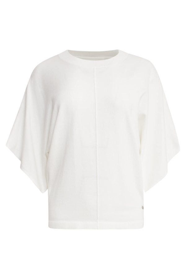 OFF-WHITE LOOSE KNITTED TOP MET 3/4 KIMONO MOUWEN