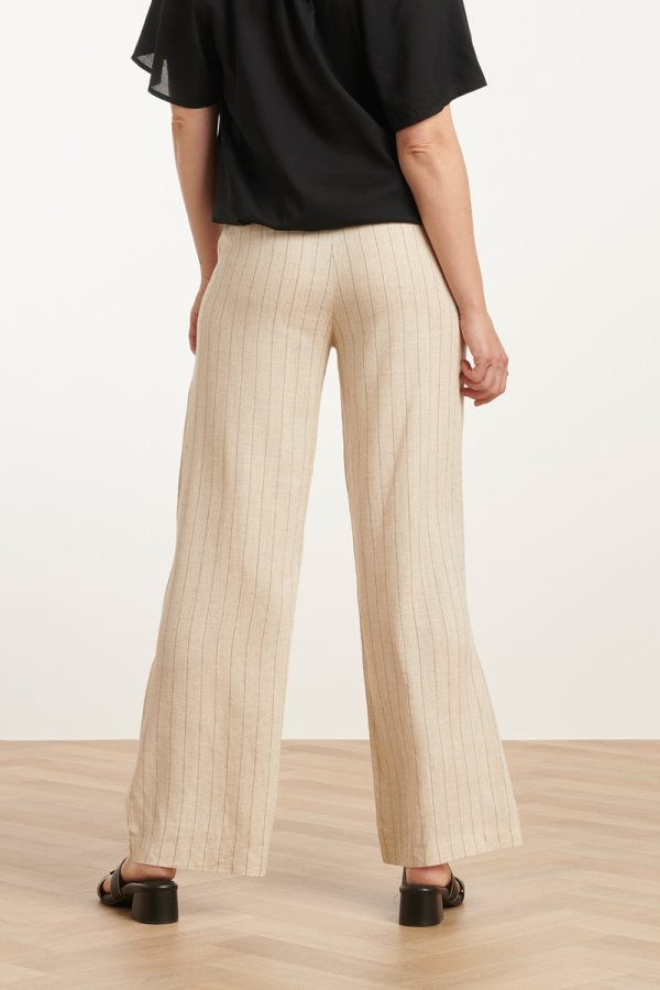 SAND PINSTRIPED LINNEN TROUSERS - Afbeelding 4