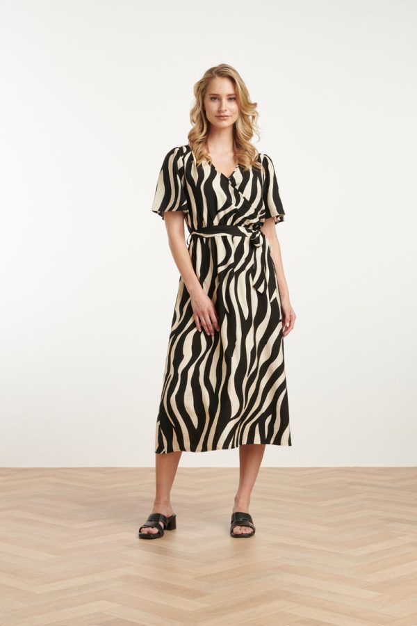 MIDI JURK MET ZEBRASTIJL PRINT IN ZWART EN SAND AANBIEDINGSPRIJS - Afbeelding 3